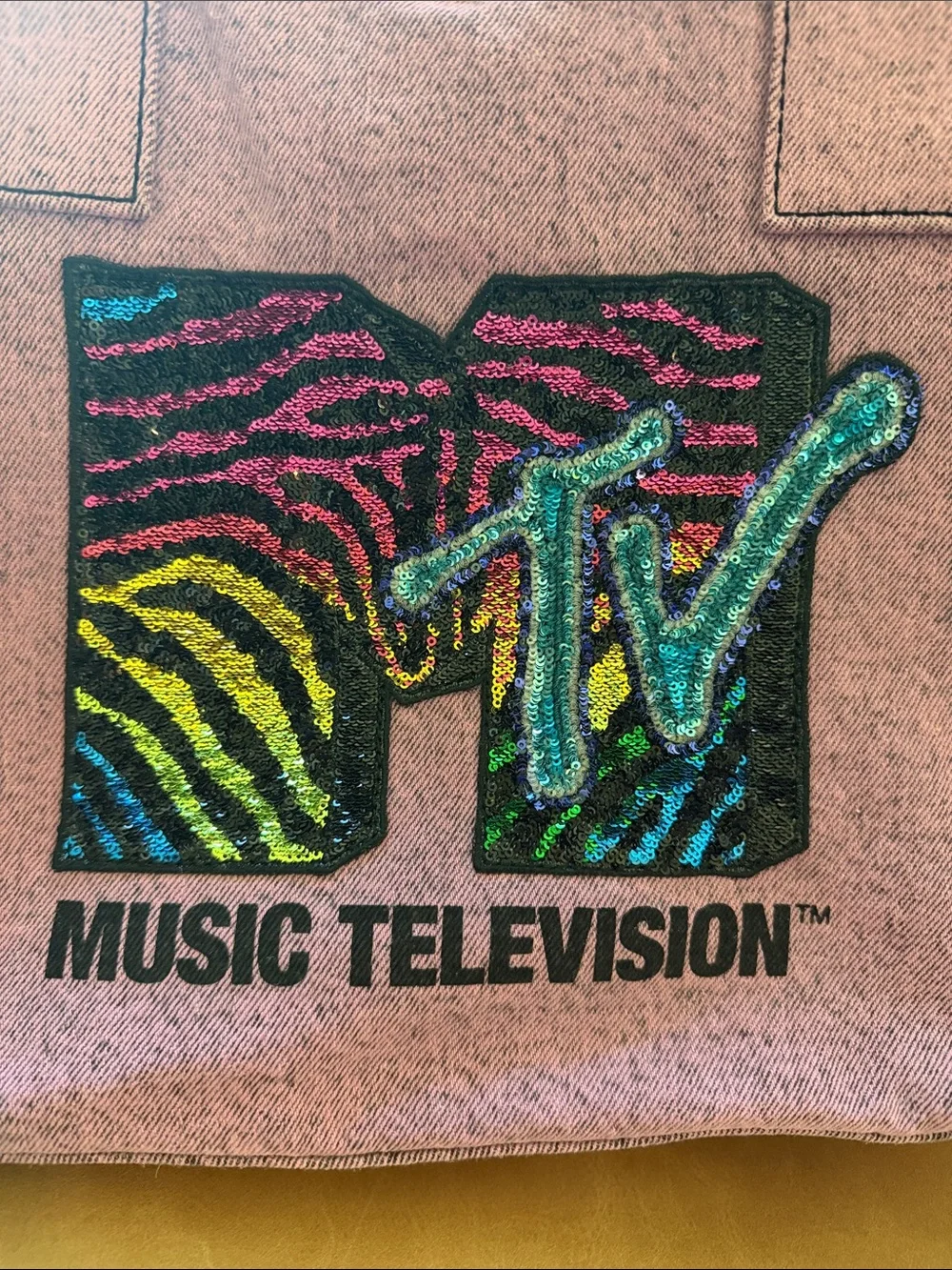 Marc Jacobs Sequin MTV Acid Wash Denim Tote Bag